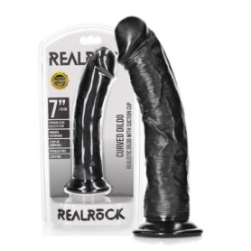 Fallo vaginale anale realistico Big con ventosa curved dildo 18 cm black