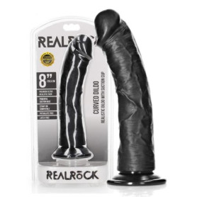 Fallo grande anale vaginale realistico con ventosa curved dildo 20.5 cm black