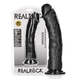 Fallo vaginale anale realistico con ventosa enorme curved dildo 23 cm black