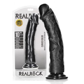 Fallo enorme vaginale anale con ventosa realistico curved dildo 25.5 cm black