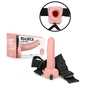 Dildo cavo vaginale anale fallo realistico indossabile Hollow Strap-on with Balls - 7'' / 18 cm - Flesh