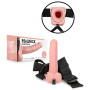 Dildo cavo vaginale anale fallo realistico indossabile Hollow Strap-on with Balls - 7'' / 18 cm - Flesh