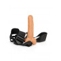 Dildo realistico vaginale cavo fallo anale indossabile Hollow Strap-on with Balls - 7'' / 18 cm - Tan