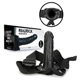 Dildo realistico anale cavo fallo vaginale indossabile Hollow Strap-on without Balls - 6'' / 15,5 cm - Black