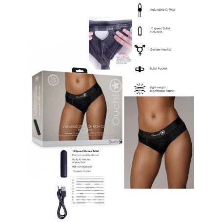 Slip con vibrazione Vibrating Strap-on High-cut Brief Black