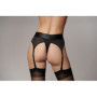 Slip con vibrazione e reggicalze mutanda  Vibrating Strap-on Thong, Adjustable Garters Black