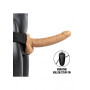 Vibratore cavo indossabile dildo vibrante anale vaginale realistico Vibrating Hollow Strap-on with Balls - 9'' / 23 cm - Tan