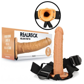 Dildo realistico cavo fallo vaginale anale indossabile Hollow Strap-on without Balls - 10'' / 24,5 cm - Tan