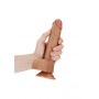 Fallo vaginale anale XXL con ventosa e testicoli straight dildo 8" tan