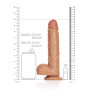 Fallo grande vaginale anale realistico con ventosa e testicoli straight dildo 9" tan