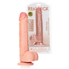 Fallo XXL realistico grande con ventosa e testicoli vaginale anale Straight dildo 10" rosa