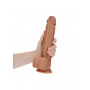 Fallo XXL vaginale anale realistico con ventosa testicoli straight dildo 10" tan