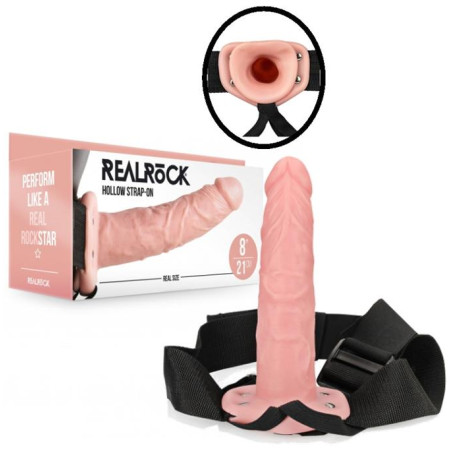 fallo realistico vaginale indossabile dildo cavo anale Hollow Strap-on without Balls - 8'' / 20,5 cm - Flesh