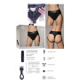 Slip con vibrazione mutanda Vibrating Strap-on Thong Removable Straps Black