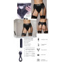 Slip con vibrazione e reggicalze mutanda  Vibrating Strap-on Thong, Adjustable Garters Black