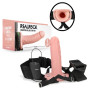 Vibratore cavo indossabile dildo realistico vibrante vaginale anale Vibrating Hollow Strap-on No Balls - 6'' / 15,5 cm - Flesh