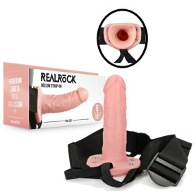 Dildo realistico cavo indossabile fallo vaginale anale Hollow Strap-on without Balls - 6'' / 15,5 cm - Flesh