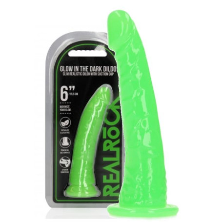 Dildo realistico piccolo con ventosa vaginale anale Slim Dildo Suction glow in the dark