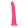 Dildo grande con ventosa anale vaginale realistico Slim Dildo Suction Cup glow in the dark pink