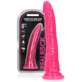 Dildo realistico vaginale anale fallo con ventosa Slim Dildo Suction Cup Neon Pink