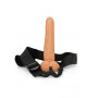 Fallo vaginale cavo indossabile dildo realistico anale Hollow Strap-on with Balls - 9'' / 23 cm - Tan