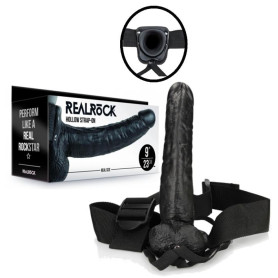 Fallo cavo realistico indossabile dildo vaginale anale Hollow Strap-on with Balls - 9'' / 23 cm - Black