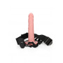 Vibratore realistico vaginale cavo dildo vibrante anale indossabile Vibrating Hollow Strap-on No Balls - 10'' / 24,5 cm - Flesh