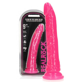 Dildo realistico  vaginale anale con ventosa Slim Dildo Suction Cup GitD 22,5 cm Neon Pink
