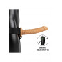 Vibratore realistico cavo dildo vibrante anale vaginale indossabile Vibrating Hollow Strap-on No Balls - 10'' / 24,5 cm - Tan