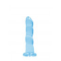 Dildo morbido liscio vaginale anale pene non realistico a sfere con ventosa blu