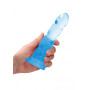 Dildo morbido liscio vaginale anale pene non realistico a sfere con ventosa blu
