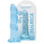 Dildo morbido liscio vaginale anale pene non realistico a sfere con ventosa blu