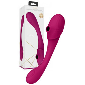 Vibratore vaginale per punto G in silicone succhia clitoride Ended Pulse Wave Air-Wave Bendable Vibrator Pink