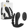 Vibratore triplo in silicone realistico vaginale anale clitoride Kata - Black