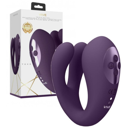 Vibratore vaginale per slip in silicone Triple Action Vibator with Clitoral Pulse Wave Purple