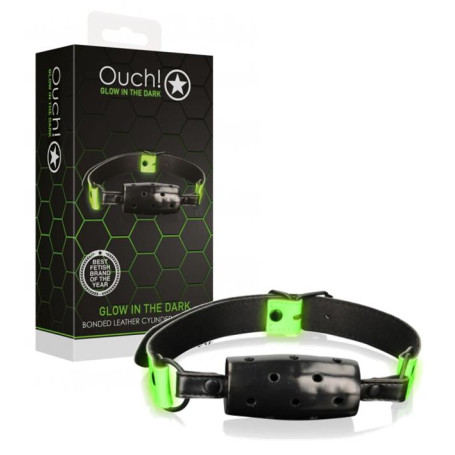 Morso bondage costrittivo sadomaso Cylinder Gag - Glow in the Dark - Neon Green/Black