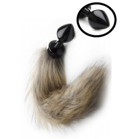 Plug mini dilatatore anale con coda indossabile Fox Tail Butt - Black