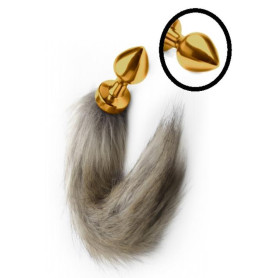 Plug anale con coda dilatatore in metallo Fox Tail Buttplug - Gold