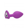 Plug anale in silicone piccolo dilatatore con pietra Diamond Heart Butt Plug - Regular - Purple