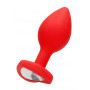 Plug anale piccolo dilatatore in silicone con pietra Diamond Heart Butt Plug - Regular - Red