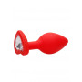 Plug anale piccolo dilatatore in silicone con pietra Diamond Heart Butt Plug - Regular - Red