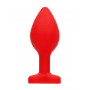 Plug anale piccolo dilatatore in silicone con pietra Diamond Heart Butt Plug - Regular - Red