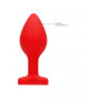 Plug anale piccolo dilatatore in silicone con pietra Diamond Heart Butt Plug - Regular - Red