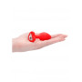 Plug anale piccolo dilatatore in silicone con pietra Diamond Heart Butt Plug - Regular - Red