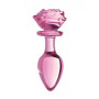 Plug anale grande in vetro con rosa Glass Large Anal Plug - Pink Rose