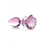 Plug anale grande in vetro con rosa Glass Large Anal Plug - Pink Rose