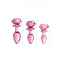 Plug anale grande in vetro con rosa Glass Large Anal Plug - Pink Rose