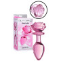 Plug anale grande in vetro con rosa Glass Large Anal Plug - Pink Rose