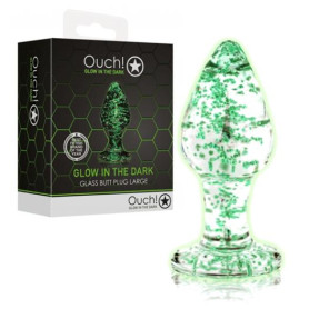 Plug anale grande in vetro dilatatore glass butt Glow in the Dark - Large - Clear