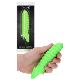Guaina fallica per allungamento pene Swirl Stretchy Penis Sleeve - Glow in the Dark - Neon Green